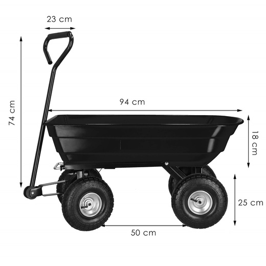 Wózek ogrodowy transportowy metalowy 250kg z funkcją wywrotki, czarny