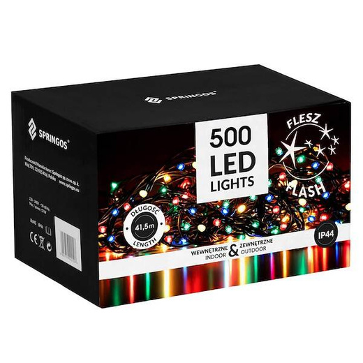 Lampki choinkowe 500 Led multikolor + biały zimny flash 41,5 m oświetlenie świąteczne