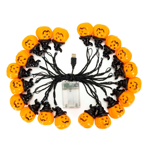 Lampki na Halloween dynie 5 m girlanda łańcuch świetlny na baterie 20 LED świecąca ozdoba