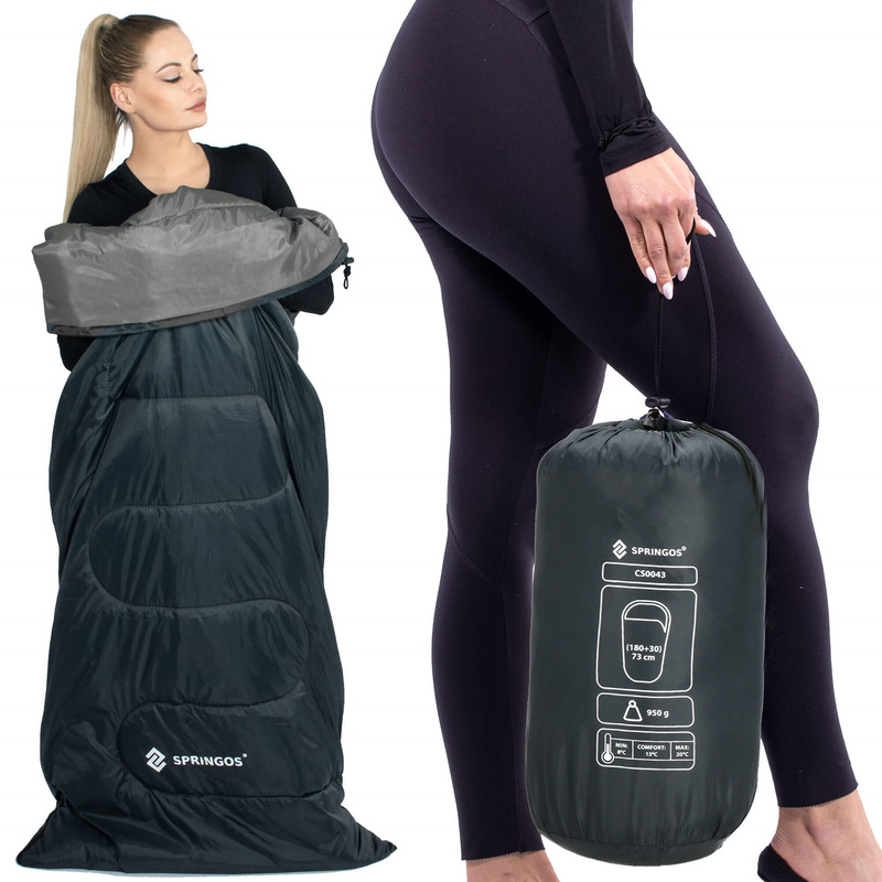 Śpiwór turystyczny 210x73 cm mumia ciepły śpiwór kempingowy szary