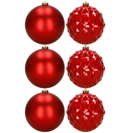 Bombki choinkowe 6 szt. ozdoby świąteczne 15 cm nietłukące czerwone