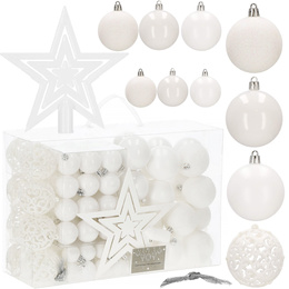 Bombki choinkowe 100 szt. biały zestaw choinkowy