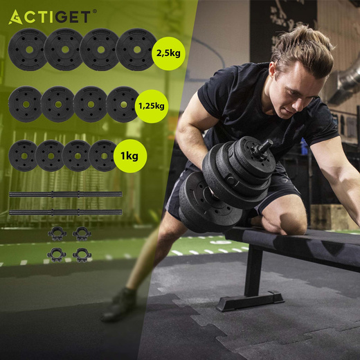 Hantle 2x10 kg do ćwiczeń regulowane 20 kg zestaw obciążeń gryf do treningu siłowego