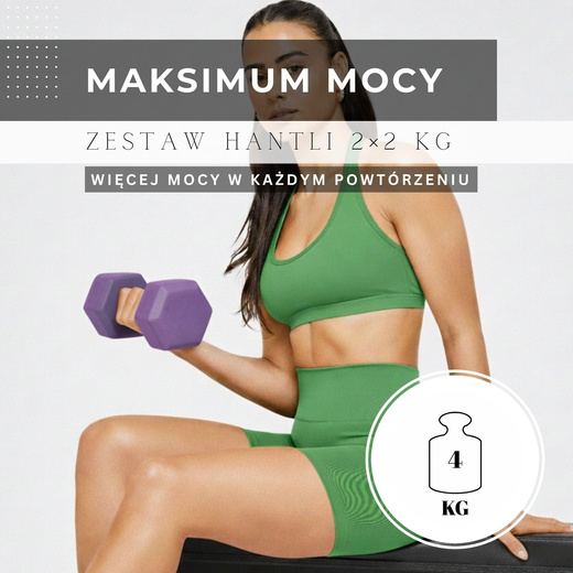 Ciężarki 2x2kg hexagonalne do ćwiczeń fitness hantle zestaw 2 szt. fioletowe