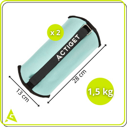Obciążenia na ręce i nogi 2x1,5 kg do treningu fitness i cardio, miętowe