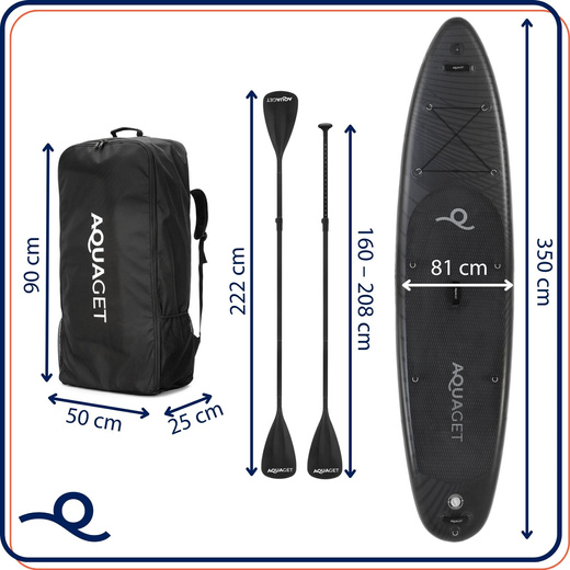 Deska pompowana do pływania SUP 350 cm paddleboard komplet z wiosłem i wyposażeniem