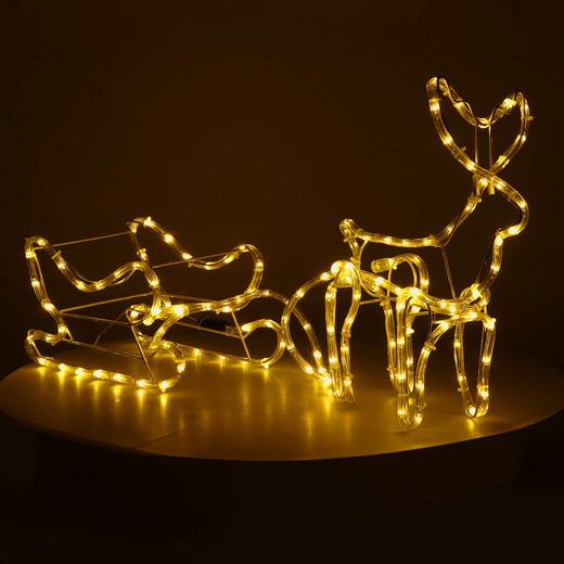 Renifer Led świąteczny z saniami 100 cm świetlna dekoracja biały ciepły