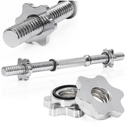 Gryf krótki 48 cm do hantli z zaciskami śr. 28 mm gwintowany, stal chromowana