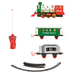 Lokomotywa z wagonami, pociąg parowy, sterowany, na baterie, tory