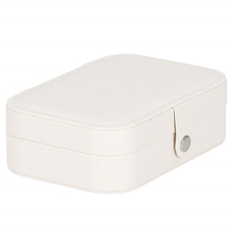 Szkatułka na biżuterię ekoskóra 16x11x5 cm kremowy z brokatem organizer z przegródkami