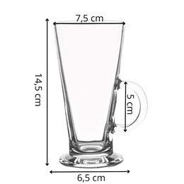 Szklanki do kawy latte, deserów z uchem 280 ml i łyżeczki długie, stal nierdzewna komplet 6 szt. 
