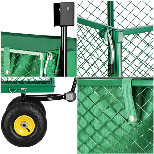 Wózek ogrodowy transportowy metalowy 400 kg zielony
