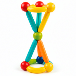 Klocki magnetyczne, konstrukcyjne 3D duży zestaw 128 szt. patyczki kulki