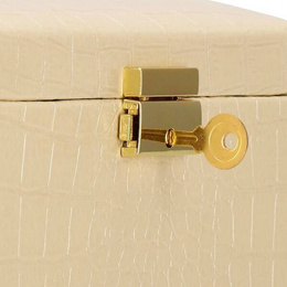 Szkatułka na biżuterię ekoskóra 17,5x14x12,5 cm ecru organizer z przegródkami