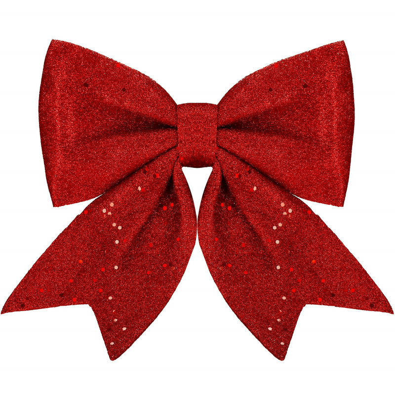 Kokardka świąteczna na choinkę 20 cm brokatowa zawieszka choinkowa czerwona