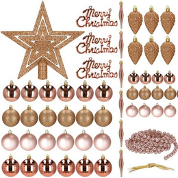 Bombki choinkowe 51 szt. ozdoby świąteczne zestaw rose gold 