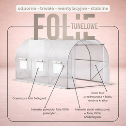 Folia na tunel ogrodowy 3x2x2 m zapasowe poszycie na szklarnię foliak UV-4 140g/m
