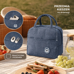 Torba termiczna na jedzenie 5L na biwak, piknik, plażę granatowa