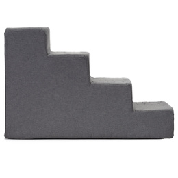 Schodki dla psa do łóżka 40 cm podest, rampa 4-stopniowa, miękkie schody ciemnoszare