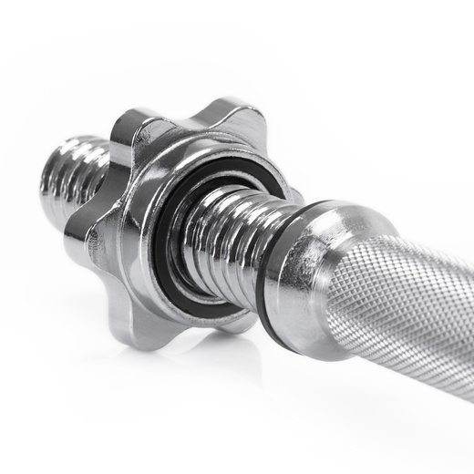 Gryf krótki 36 cm do hantli z zaciskami śr. 28 mm gwintowany, stal chromowana