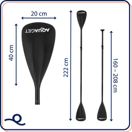Wiosło do deski SUP kajaka 2w1 składane 160-222 cm regulowane 3-częściowe