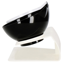 Podwójna miska dla psa i kota z podstawką antypoślizgowa przeźroczysta, czarna