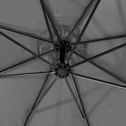 Parasol ogrodowy na wysięgniku 350 cm z regulacją kąta nachylenia na balkon, taras grafitowy