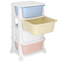 Regał na zabawki z 4 szufladami, pojemnik na kółkach, mobilny orgaznizer pastelowy