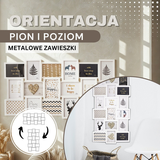Ramka na zdjęcia 18 zdjęć multiramka 13x18 biała