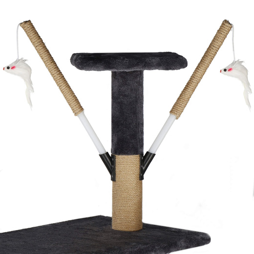 Drapak dla kota sizal 6-poziomowy słupek z domkiem i zabawkami 142,5 cm