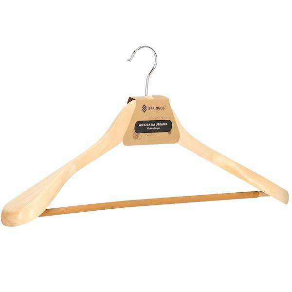 Wieszak na garnitur, na ubrania drewniany naturalne drewno