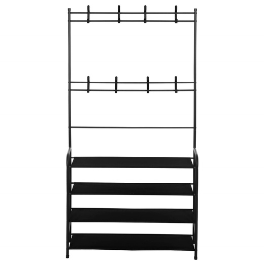 Wieszak na ubrania 150x80x25 cm metalowy stojak na buty loft czarny