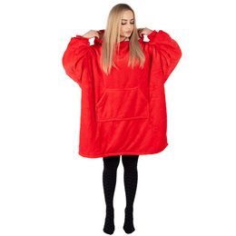 Kocobluza damska męska oversize koc bluza 2w1 z kapturem XXL ciepła czerwone