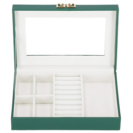 Szkatułka na biżuterię 23,5x14x5,5 cm zielony, ekoskóra organizer z przegródkami