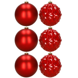 Bombki choinkowe 6 szt. ozdoby świąteczne 15 cm nietłukące czerwone