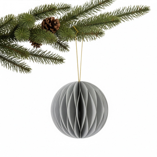 Papierowe bombki 6 szt. zawieszki choinkowe, ozdoby świąteczne 8 cm rozkładane, szary