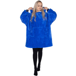 Kocobluza damska oversize koc bluza 2w1 z kapturem ciepła niebieska