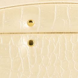 Szkatułka na biżuterię ekoskóra 17,5x14x12,5 cm ecru organizer z przegródkami