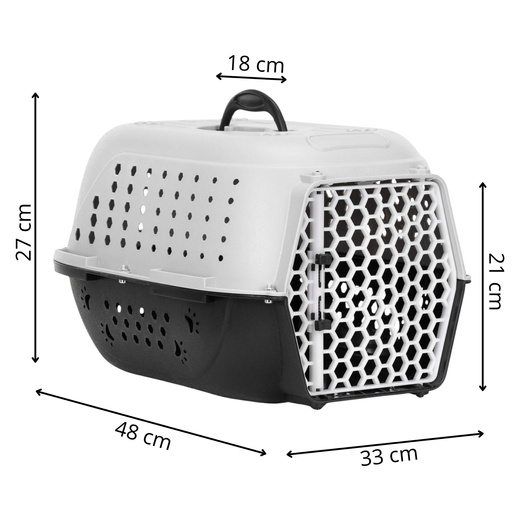 Transporter dla kota psa gryzoni do 7 kg 48x33x27 cm szaro-czarny