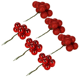 Bombki choinkowe 54 szt. zestaw ozdoby świąteczne na drucikach brokatowe matowe czerwone