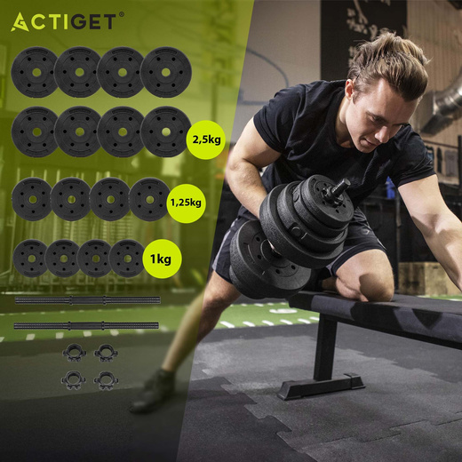 Hantle regulowane zestaw 2x 15 kg obciążeń gryf do treningu siłowego 30 kg talerze zaciski