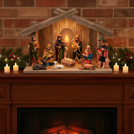 Figurki do szopki bożonarodzeniowej 10 szt. z żywicy zestaw święta