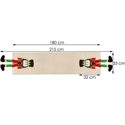 Bieżnik na stół 180x33cm obrus świąteczny z dziadkiem do orzechów beżowy