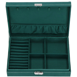 Szkatułka na biżuterię 28x19,5x7 cm zielony welurowy organizer z przegródkami