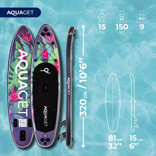 Deska SUP 320 cm pompowana do pływania na stojąco paddleboard z zestawem akcesoriów