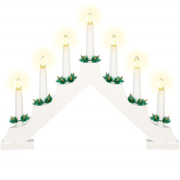 Świecznik adwentowy Led 7 świec biały drewniany