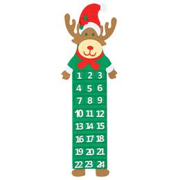 Kalendarz adwentowy, wiszący z 24 przegródkami Renifer, dekoracja świąteczna, filc, multikolor