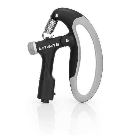 Ściskacz do rąk z regulacją oporu 10-100 kg licznik ruchu, do ćwiczeń dłoni, rehabilitacji szaro-czarny