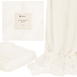 Narzuta na łóżko, pled 200x220 cm koc na kanapę beżowy