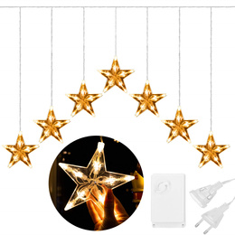 Kurtyna świetlna 70 Led gwiazdki lampki choinkowe wewnętrzne sople ciepły biały